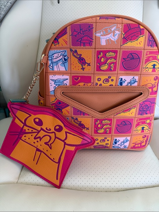 Handbags - Danielle Nicole Grogu Pink & Orange Graphic Backpack with Matching Pouch